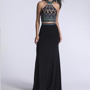 Dave and Johnny Beaded High-Neck Prom Dress